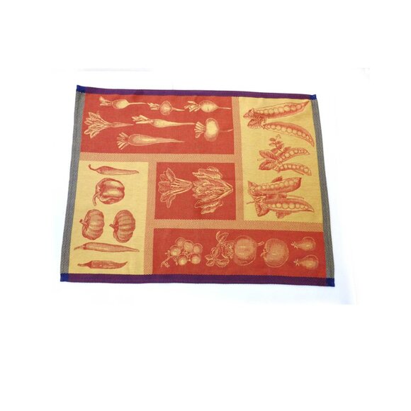 Vintage Vanderbilt Kitchen Towel France Cotton Red Yellow Vegetables - Picture 1 of 11